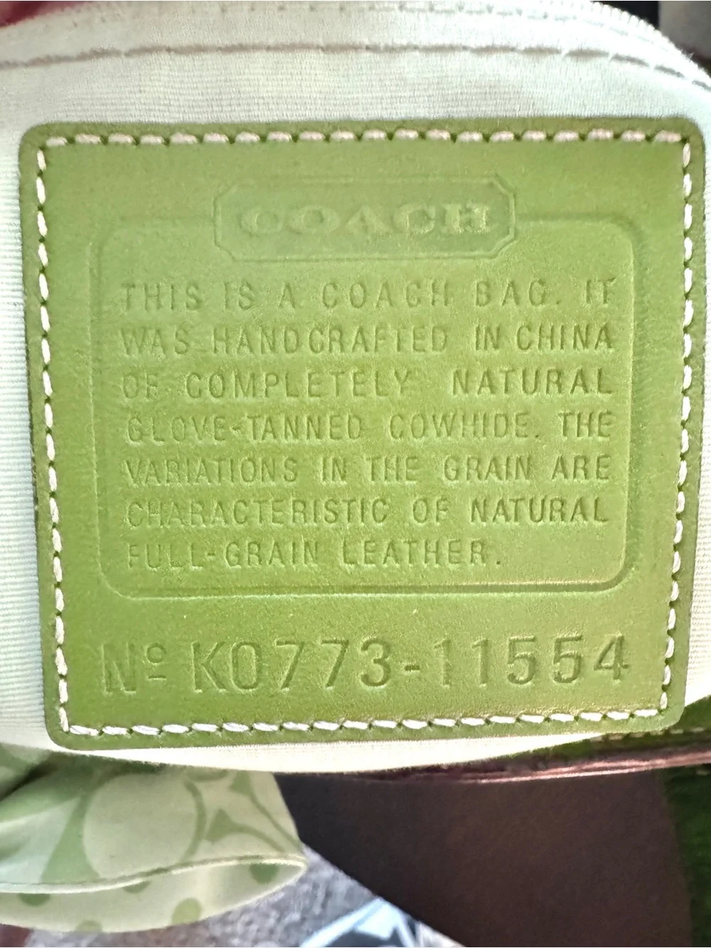 Coach Madeline Turnlock Tote Bag Green Glove-Tanned Leather Style 11554